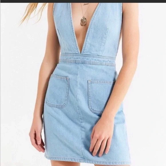 Urban Outfitters | Dresses | Euc Urban Outfitters Denim Plunge Mini Dress  Size 2 Xs | Poshmark